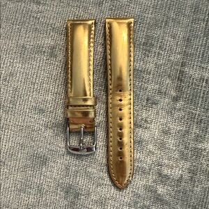 Michele Shiny Gold Leather Watch Strap